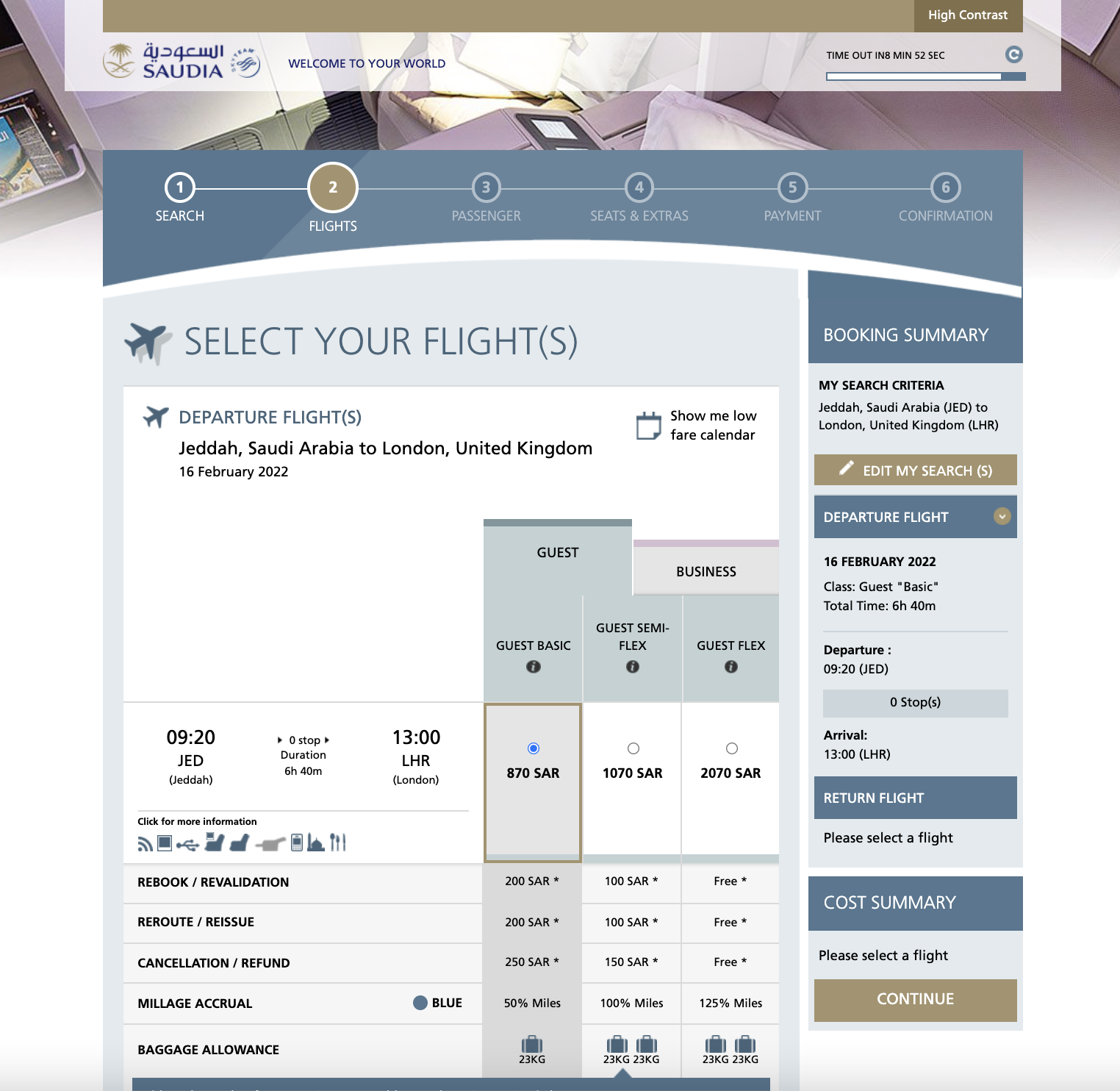 Online Booking System of Saudi Airlines